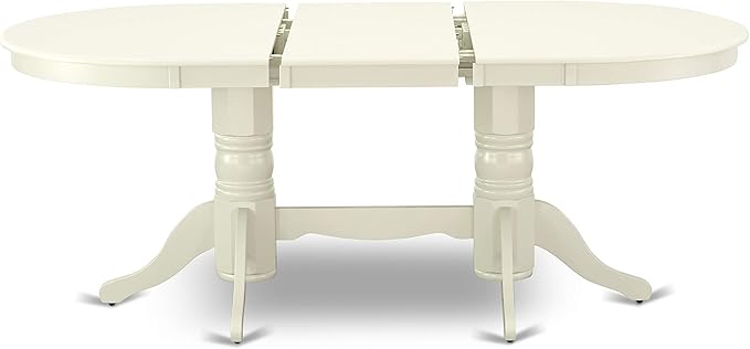 East West Furniture VAKE5-LWH-W 5 Piece Kitchen Table Set for 4 Includes an Oval Dining Room Table with Butterfly Leaf and 4 Solid Wood Seat Chairs, 40x76 Inch, Linen White