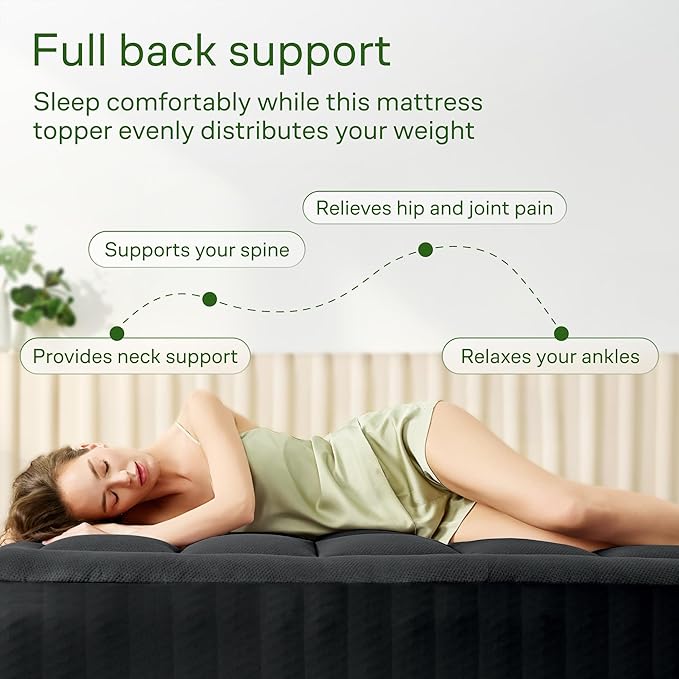 Ultra Soft King Size Mattress Topper - Viscose Made from Bamboo Pillow Top Mattress Pad for Back Pain Relief - Naturally Cooling for Hot Sleepers, Black