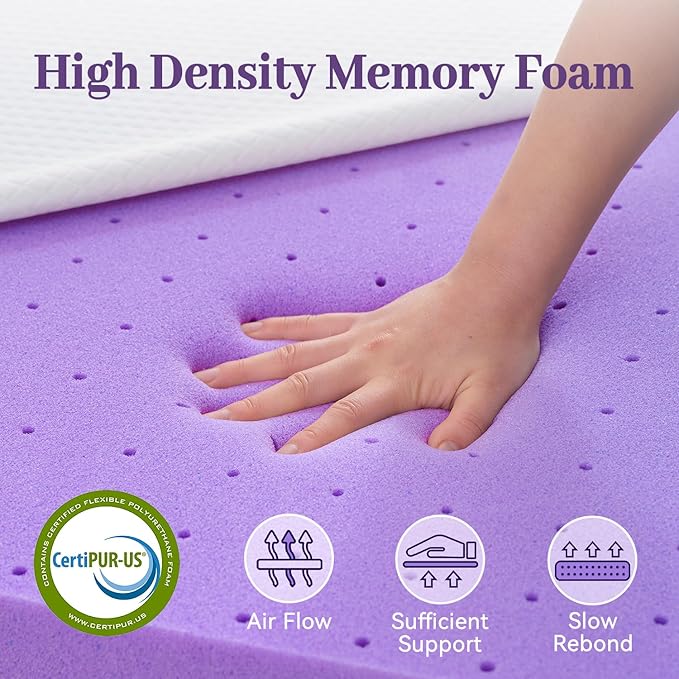 SINWEEK 3 Inch Gel Memory Foam Mattress Topper Full XL Size, Ventilated High Density Pad for Back Pain, Bed Topper with Removable Soft Cover, CertiPUR-US Certified