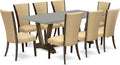 East West Furniture V797VE703-9 9 Piece Dining Room Table Set Includes a Rectangle Kitchen Table with V-Legs and 8 Brown Linen Fabric Parsons Dining Chairs, 40x72 Inch, Multi-Color