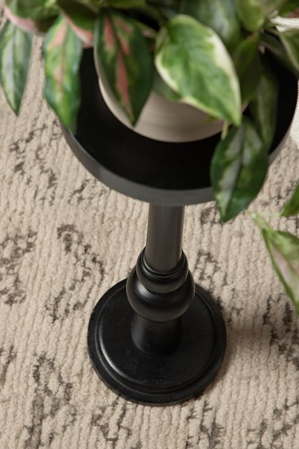 Kate and Laurel Wegner Traditional Wooden Round Drink Table, 8 x 23, Black, Elegant and Durable Pedestal Table for Use as Small Drink Table, Plant Stand, or Decorative Item Display