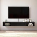 Pmnianhua Floating TV Stand with Drawer,74'' Wall-Mounted TV Cabinet,Floating TV Console,Under TV Entertainment Shelf with Storage for Bedroom Living Room(Black)
