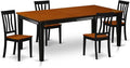 East West Furniture QUAN5-BCH-W 5 Piece Dining Room Table Set Includes a Rectangle Kitchen Table with Butterfly Leaf and 4 Dining Chairs, 40x78 Inch, Black & Cherry