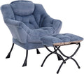 Lazy Chair with Ottoman, Modern Accent Chair Contemporary Lounge Leisure Sofa Chair with Armrests, Reading Chair and Folding Footstool Set for Living Room, Bedroom, Office