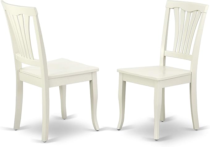 East West Furniture DLAV5-LWH-W 5 Piece Dining Set Includes a Round Dining Room Table with Dropleaf and 4 Wood Seat Chairs, 42x42 Inch, Linen White