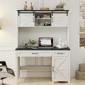 Farmhouse 47" Executive Desk, Computer Desk with Drawers and Storage Cabinet, Home Office Desks with Hutch and Charging Station, Workspace for Work & Study (Black).