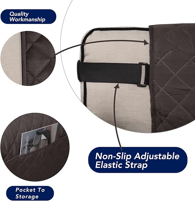 PureFit Reversible Sofa Couch Cover Water Resistant Couch Covers for 3 Cushion, Washable Furniture Cover with Non-Slip Foam and Adjustable Strap for Dogs, Pets (Oversized Sofa, Chocolate/Beige)