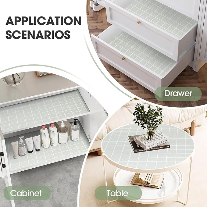 Beautysaid Shelf and Drawer Liner for Kitchen Cabinet, Non Adhesive Non Slip Shelf Paper Waterproof Washable Thickened for Dresser Pantry Shelve Bathroom Protector Liner(Light Green,23.6 in x 30 FT)