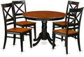 East West Furniture HLQU5-BCH-W 5 Piece Dining Room Furniture Set Includes a Round Kitchen Table with Pedestal and 4 Dining Chairs, 42x42 Inch, Black & Cherry