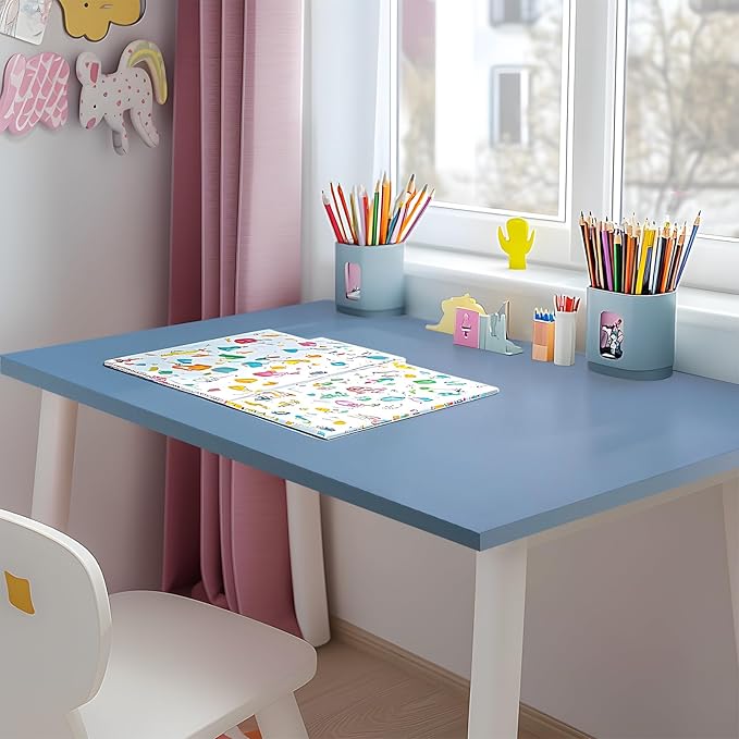 Kaboon 45x20 inch Table Top Universal, Solid One-Piece Desktop, Reversible Melamine Countertop, Double Desks, L-Desk DIY, Grayish Blue