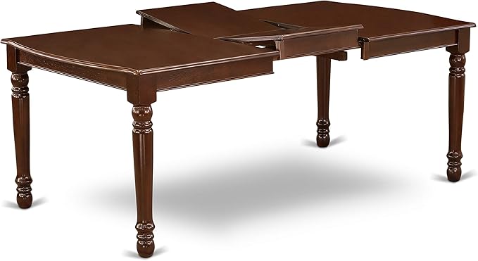 East West Furniture DOEN7-MAH-66 7 Piece Dining Table Set Consist of a Rectangle Dining Room Table with Butterfly Leaf and 6 Brown Faux Faux Leather Parson Chairs, 42x78 Inch, Mahogany