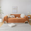 HANDONTIME Dark Orange Sofa Covers Couch Cover for Dogs Colorful Tassel Sofa Seat Cover Lovetseat Cover Pet Couch Cover Bohemian Sofa Cover for Couch Vintage Boho Couch Covers Futon Cover, 91" X150"