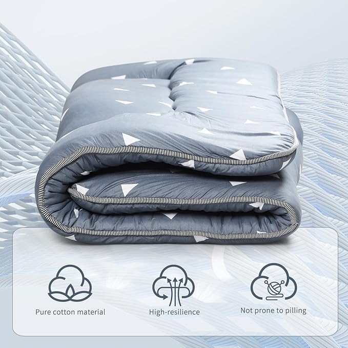 Japanese Floor Mattress,Roll Up Memory Foam Tatami Mat Easy to Store and Portable,Futon Mattress Suitable for Camping and Guest Room (Grey, Full (80" X 47"))