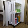 3 Tier Rolling Storage Cart Organizer Shelf on Wheels Movable Organization Rack with Wheels Shelving Unit Trolley for Bathroom Laundry Room Office Utility Cart (Taller Size)