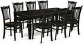 East West Furniture LGGR9-BLK-W 9 Piece Modern Dining Table Set Includes a Rectangle Wooden Table with Butterfly Leaf and 8 Dining Chairs, 42x84 Inch, Black
