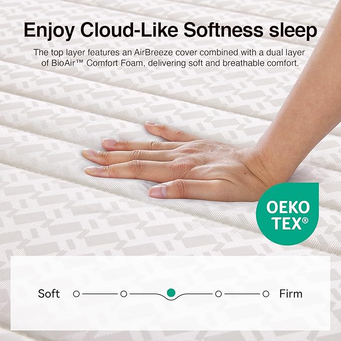 Novilla Queen Mattress, 8 Inch Queen Size Mattresses in a Box with Smarts™ Coil for Pressure Relief, Medium Firm Foam and Spring Hybrid Colchones with CertiPUR-US Certified for Kids
