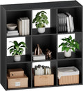 Sweetcrispy 9 Cube Storage Organizer - Open Cube Bookshelf with 5 Removable Back Panels, Display Storage Bookcase for Living Room, Bedroom, Entrance Hall, Home Office，36" L×11.6" W×36" H, Black