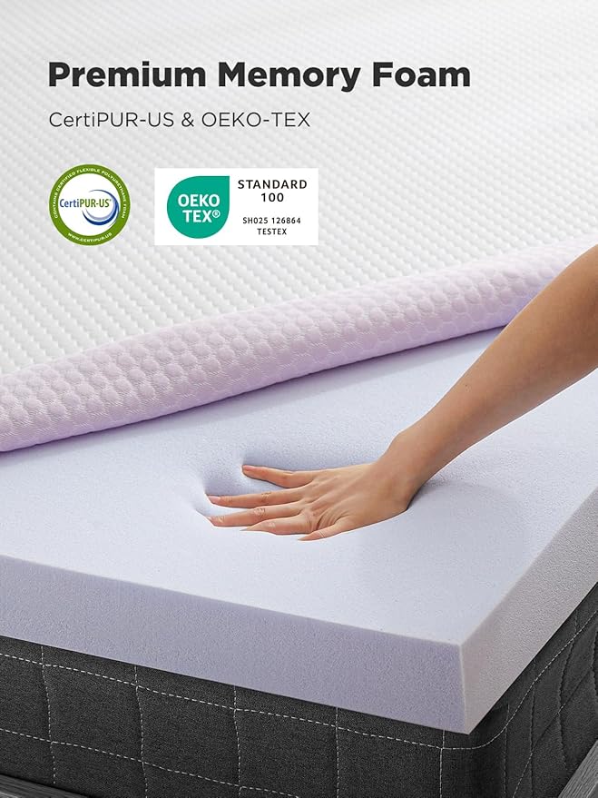 PERLECARE 3 Inch Gel Memory Foam Mattress Topper for Pressure Relief, Premium Soft Cooling Sleep, Non-Slip Design with Removable & Washable Cover, CertiPUR-US Certified - Twin
