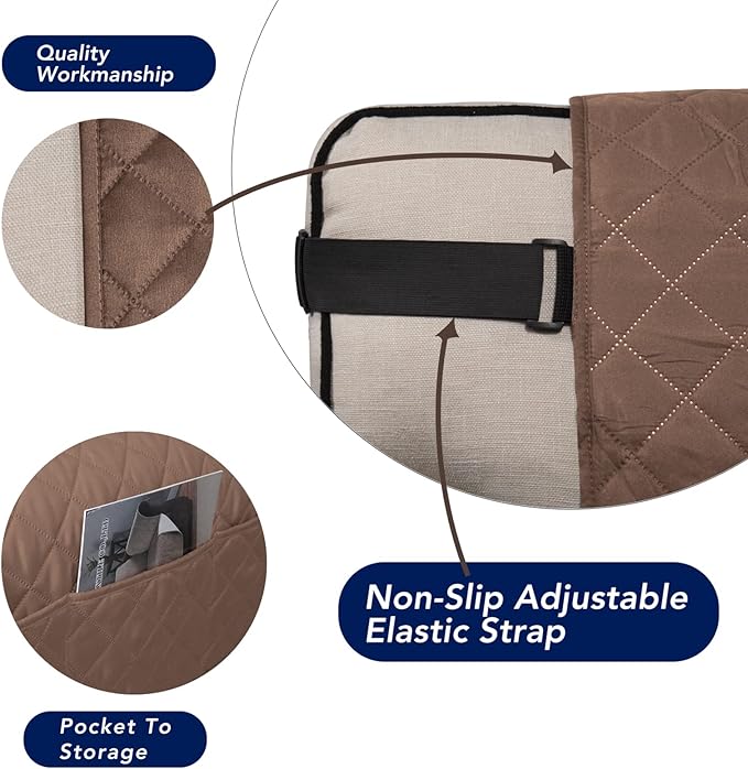 PureFit Reversible Sofa Couch Cover Water Resistant Couch Covers for 3 Cushion, Washable Furniture Cover with Non-Slip Foam and Adjustable Strap for Dogs, Pets (Oversized Sofa, Brown/Beige)