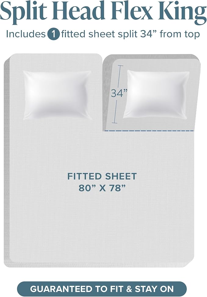 Bare Home Split Head Flex King Sheet Set - 1800 Ultra-Soft Microfiber Bed Sheets - Double Brushed - Deep Pockets - Easy Fit - 4 Piece Set - FlexTop King Bedding (Split Head Flex King, Red)