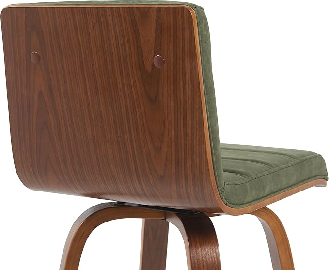 Vienna Modern Counter Height Swivel Bar Stool with Vintage Green Upholstered Seat and Walnut Finished Wood Frame Set of 3