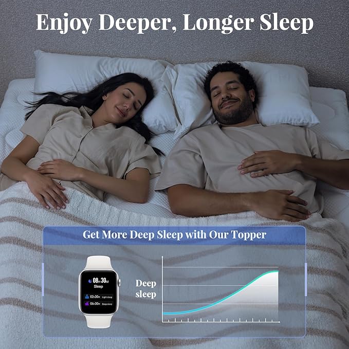 OhGeni Cooling 4 inch Dual Layer Queen Mattress Topper, 2 inch Cooling Gel Memory Foam, 2 inch Down Alternative Pillow Top Pad, Mattresses Cover for Bed, Medium Support, Fits 6”-19” Deep Pocket,Purple