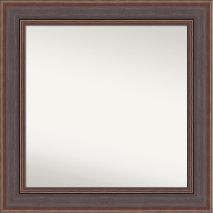 Amanti Art Brown Bathroom Mirror for Over Sink, 34x34 Moab Brown Bronze Square Vanity Mirror, Large Modern Contemporary Frame, Hangs Horizonally and Vertically, Bathroom Wall Decor, Non-Beveled Edge