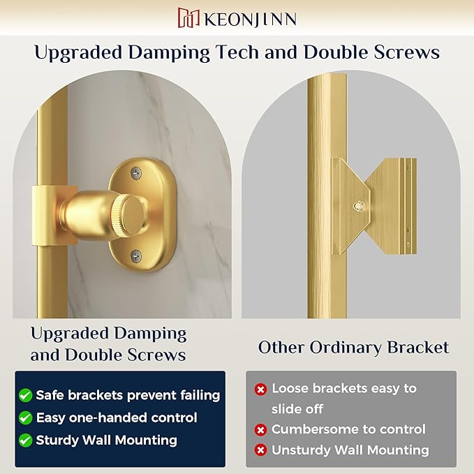 Keonjinn Brushed Gold Pivot Mirror Bathroom, 20x30 in Tilt Mirror Bathroom for Over Sink, Rounded Corner Modern Pivot Rectangle Mirrors, Metal Framed Beveled Bathrooms Mirror (Horizontal/Vertical)