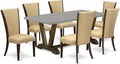 East West Furniture V797VE703-7 7 Piece Kitchen Table & Chairs Set Consist of a Rectangle Dining Room Table with V-Legs and 6 Brown Linen Fabric Upholstered Chairs, 40x72 Inch, Multi-Color