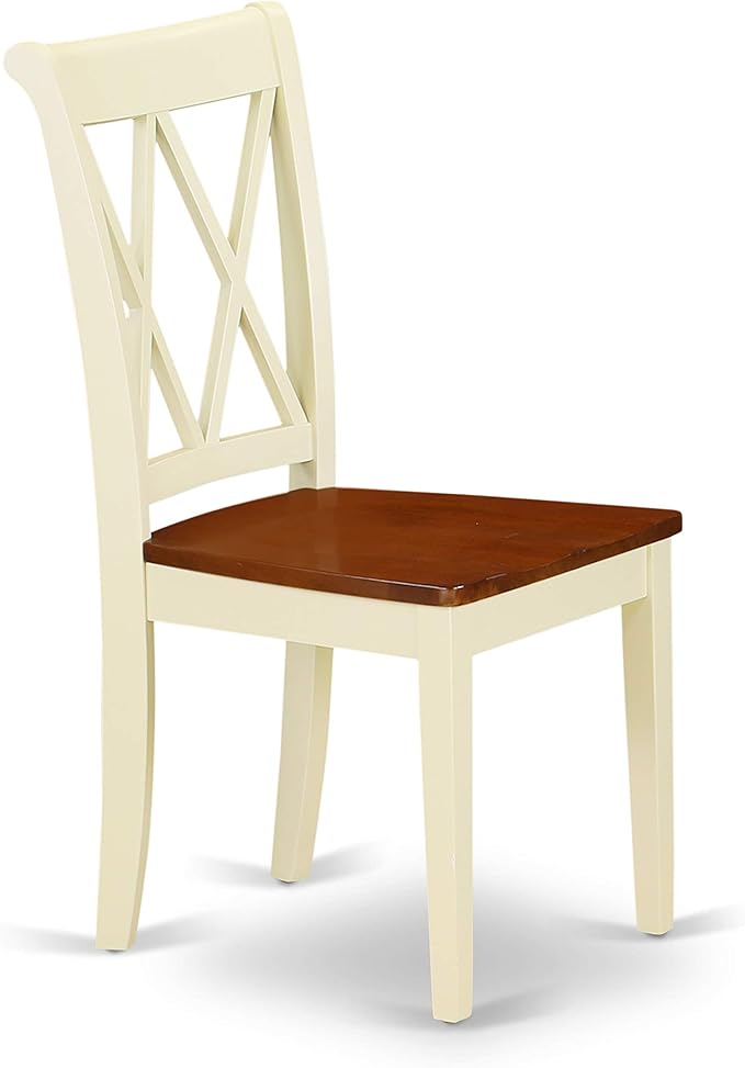 East West Furniture DOCL7-BMK-W 7 Piece Dining Room Furniture Set Consist of a Rectangle Wooden Table with Butterfly Leaf and 6 Kitchen Dining Chairs, 42x78 Inch, Buttermilk & Cherry