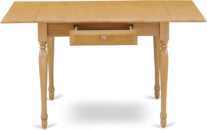 East West Furniture MZAN3-OAK-C 3 Piece Dining Room Table Set Contains a Rectangle Kitchen Table with Dropleaf and 2 Linen Fabric Upholstered Dining Chairs, 36x54 Inch, Oak