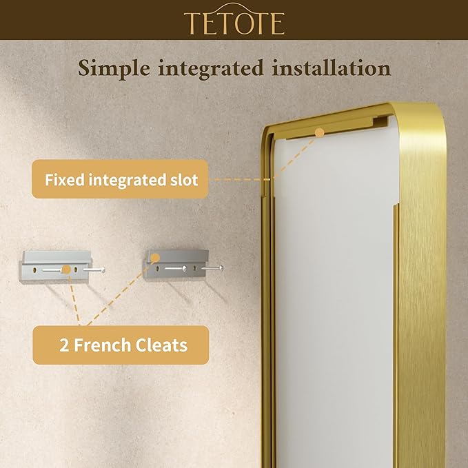 TETOTE Gold Bathroom Mirror 40 x 30 Inch Brushed Gold Metal Framed Vanity Mirror, Tempered Glass, Wall Mounted for Bathroom, Entryway, Bedroom, Living Room(Horizontal/Vertical)