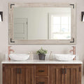YOSHOOT Rustic Wooden Framed Wall Mirror, Natural Wood Bathroom Vanity Mirror for Farmhouse Decor, Vertical or Horizontal Hanging, 53" x 28", Grey