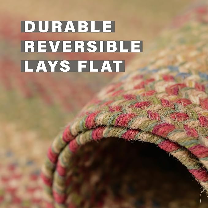 Azalea Multi Color Jute Braided Rug, 20x30 Rectangle - Perfect Country Primitive Decor for Kitchen, Entryway, Everywhere
