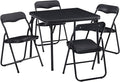 VECELO Kids Folding Activity Table and Chairs 5 Piece Set, Portable, with Ultra Soft Padded Cushion, Classic Black