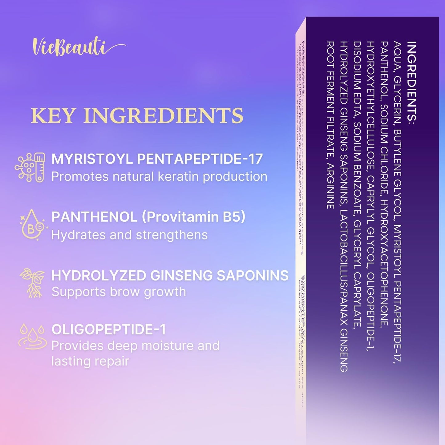 VieBeauti Lash Serum for Eyelash Growth: Eyelash Growth Serum with Advanced Formula to Boost Longer Fuller and Thicker Looking Lashes - Vegan & Cruelty-Free for Sensitive Eyes 3mL