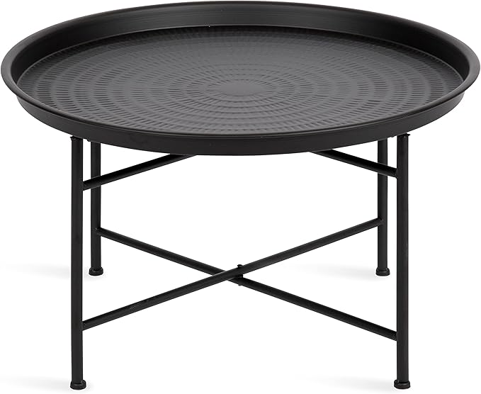 Kate and Laurel Mahdavi Modern Coffee Table, 26 x 26 x 16, Black, Unique Coffee Table with Sophisticated Design