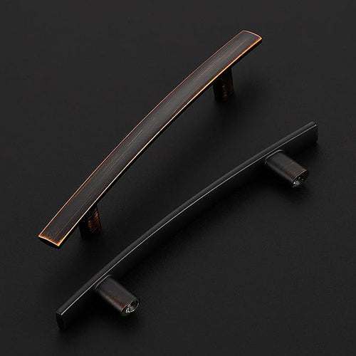 25 Pack Cabinet Handles 4" Hole Center - Curved Cabinet Pulls Oil Rubbed Bronze Drawer Pulls for Kitchen Cupboard Solid Hardware for Dresser Drawer Arch Hardware