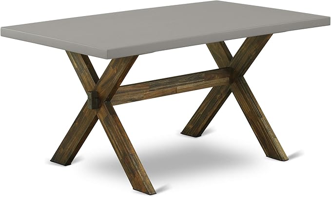 East West Furniture X797FL716-6 6 Piece Dining Table Set Contains a Rectangle Kitchen Table with X-Legs and 4 Dark Khaki Linen Fabric Parson Chairs with a Bench, 40x72 Inch, Multi-Color