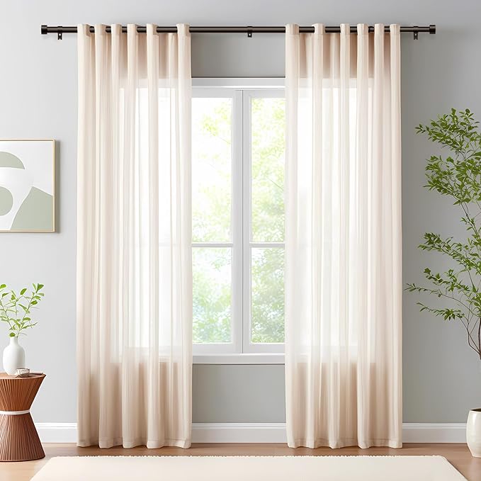 2 Pack Curtain Rods for Windows 72 to 144 Inch, 1 Inch Bronze Curtain Rods Set, Adjustable Heavy Duty Curtain Rod, Outdoor Curtain Rods for Patio Bedroom, Drapery Rods with End Cap, Size 32"- 150"