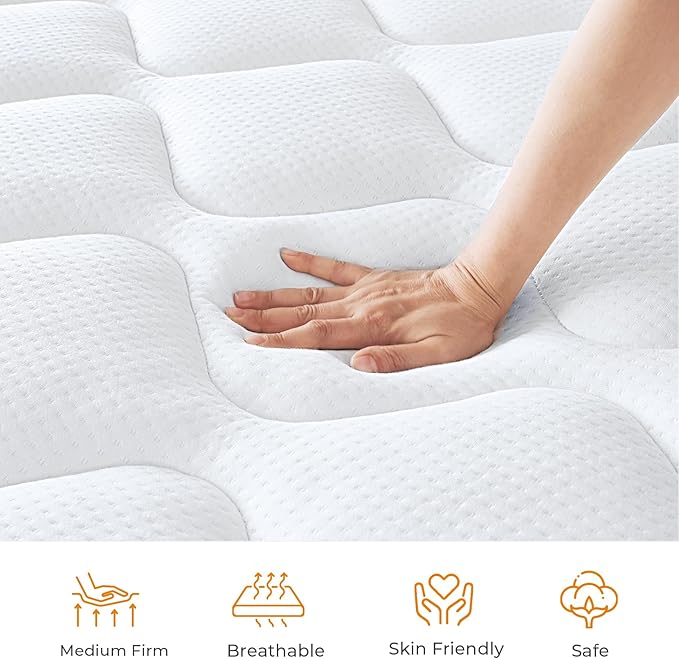 Twin XL Mattress, 10 Inch Hybrid Mattress Twin XL with Individual Pocket Springs and Pressure-Relieving Memory Foam, Breathable, Medium Firm Mattress in a Box 80"x39"x10"