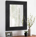 Black Vintage Rustic Wood Framed Wall Mirror Farmhouse Rectanglular Antique Decor Hanging Mirror for Bathroom Bedroom Living Room Entryway Large 16"x12"
