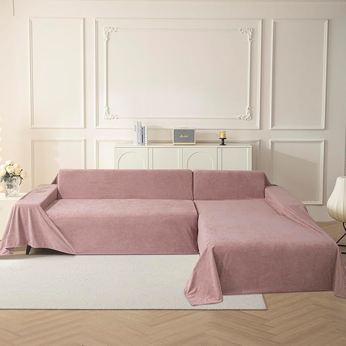 MYSKY HOME Pink Sofa Cover, Couch Covers for Pet, Couch Cover Reclining Couch Covers Armchair Covers for 1 Cushion Couch, Thick Durable Sofa Covers for Furniture Couch Cover, 71" x 91"