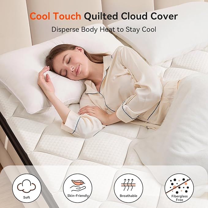 ELEMUSE 3 Inch Queen Memory Foam Mattress Topper, High Density Gel Foam Bed Toppers with Cooling Pillowtop for Back Pain Relief, Medium Firm Mattress Pad for Comfort Body Support