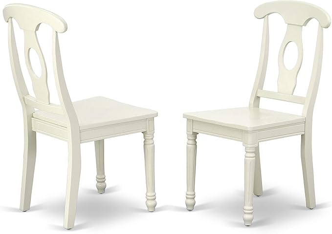 East West Furniture MZKE5-LWH-W 5 Piece Dining Room Furniture Set Includes a Rectangle Kitchen Table with Dropleaf and 4 Dining Chairs, 36x54 Inch, Linen White