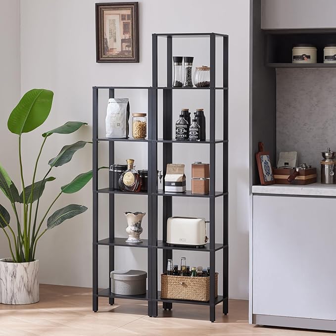 66in Tall Bookshelf 6-Tier Small Narrow Bookcase, Skinny Book Shelf for Small Space, Farmhouse Slim Shelf with Storage, Wood Freestanding Display Thin Bookshelves for Living Room, Office, Black