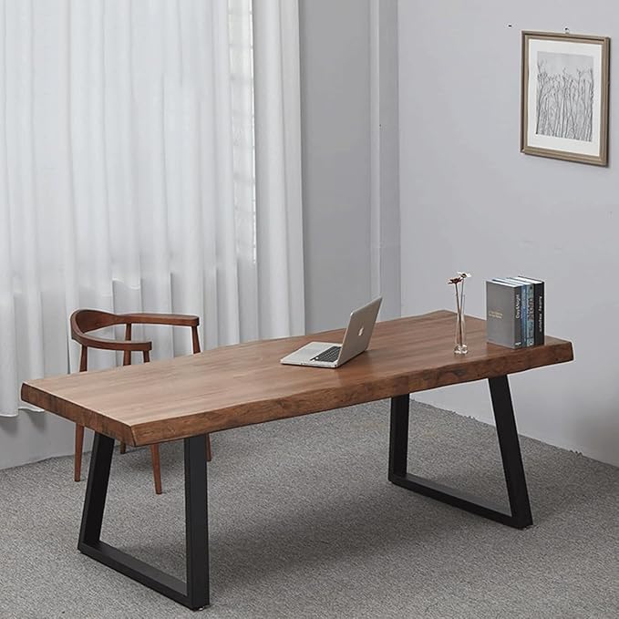 Pine Computer Desk, Modern Solid Wood Home Office Desk, Long Rural Farmhouse Pine Dining Table, Administrative Workstation Computer Desk, Suitable for Living Room and Dining Room (47inch)