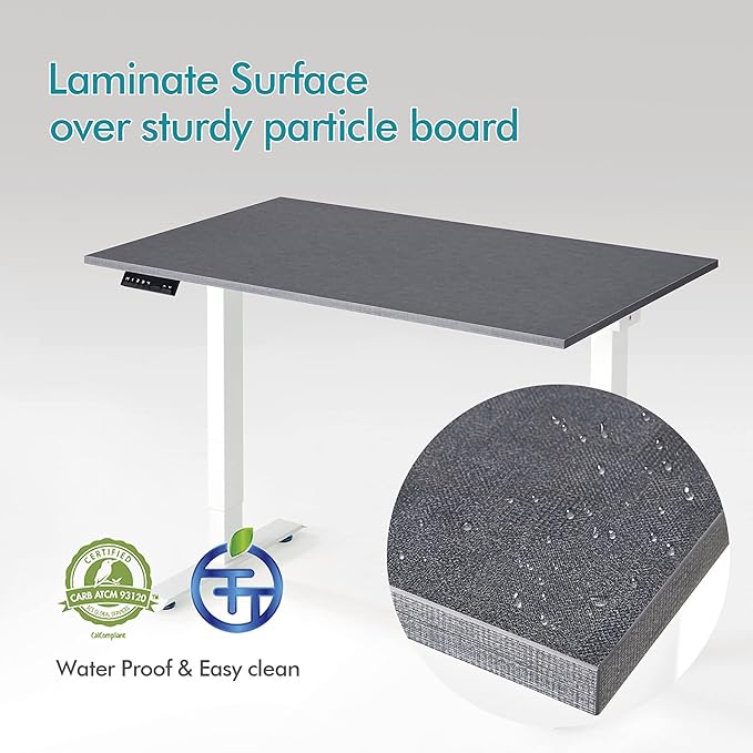 Kaboon Universal Tabletop 55"x27.5", Solid One-Piece Melamine Table Top, Double Desk L-Desk DIY, Home and Office Countertop, Fabric Blue