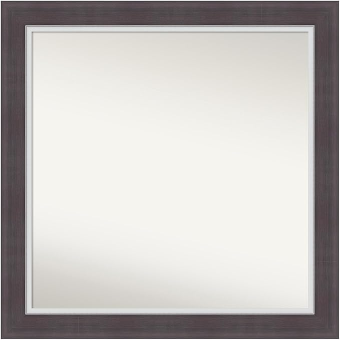 Amanti Art Brown Bathroom Mirror for Over Sink, 32x32 Ellie Brown Silver Square Vanity Mirror, Large Modern Contemporary Frame, Hangs Horizonally and Vertically, Bathroom Wall Decor, Non-Beveled Edge