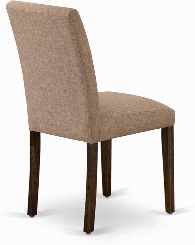 East West Furniture V777AB747-7 7 Piece Dinette Set Consist of a Rectangle Dining Table with V-Legs and 6 Light Sable Linen Fabric Parson Dining Room Chairs, 40x72 Inch, Multi-Color